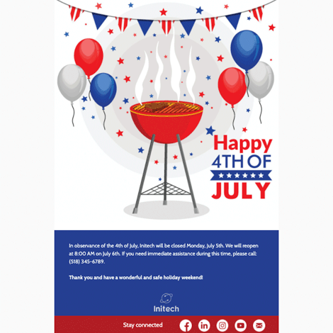 4th of July Closed Message